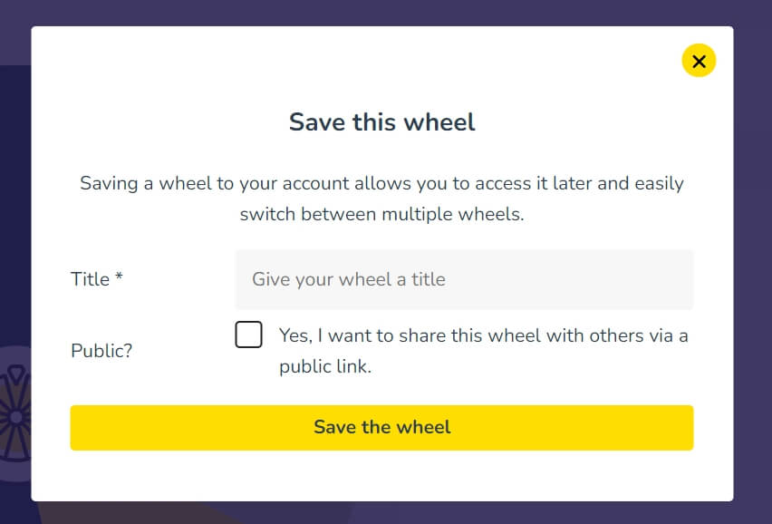 Save a wheel to your account